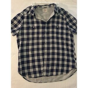 Western Lucky Brand Shirt Mens Style Pearl Snap Buttons XL  Short Sleeves